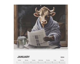 Farm Animals Calendar 2024 Reading The Newspaper, Funny, Viral