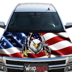 Hood Wrap, American Eagle Ripping Flag, Pickup Truck Graphics, Truck Decal Stickers, Fathers Day Gift, Car