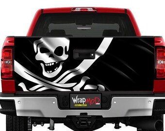Tailgate Wrap, Skull and Crossbones Flag, Pirate, Pickup Truck Graphics, Truck Decal Stickers, Patriotic, Fathers Day Gift