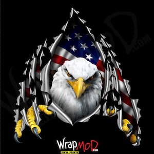 American Eagle Ripping Flag, Die Cut, Contour Cut, Hood Wrap, Pickup Truck Graphics, Truck Decal Stickers, Fathers Day Gift, Car