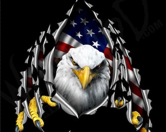 American Eagle Ripping Flag, Die Cut, Contour Cut, Hood Wrap, Pickup Truck Graphics, Truck Decal Stickers, Fathers Day Gift, Car