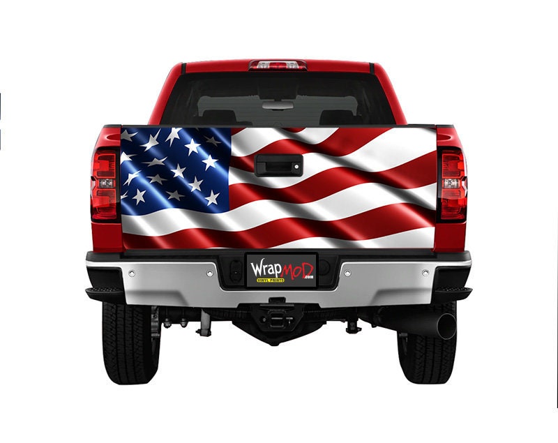 Tailgate Wrap, Satin American Flag Waving, Pickup Truck Graphics, Truck ...