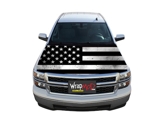 Hood Wrap American Flag Black And White Grunge Pickup Truck Etsy