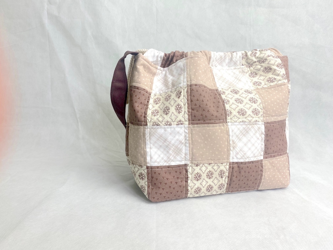 Quilted Knitting Bag, Sock Project Bags, Drawstring Bag, Travel