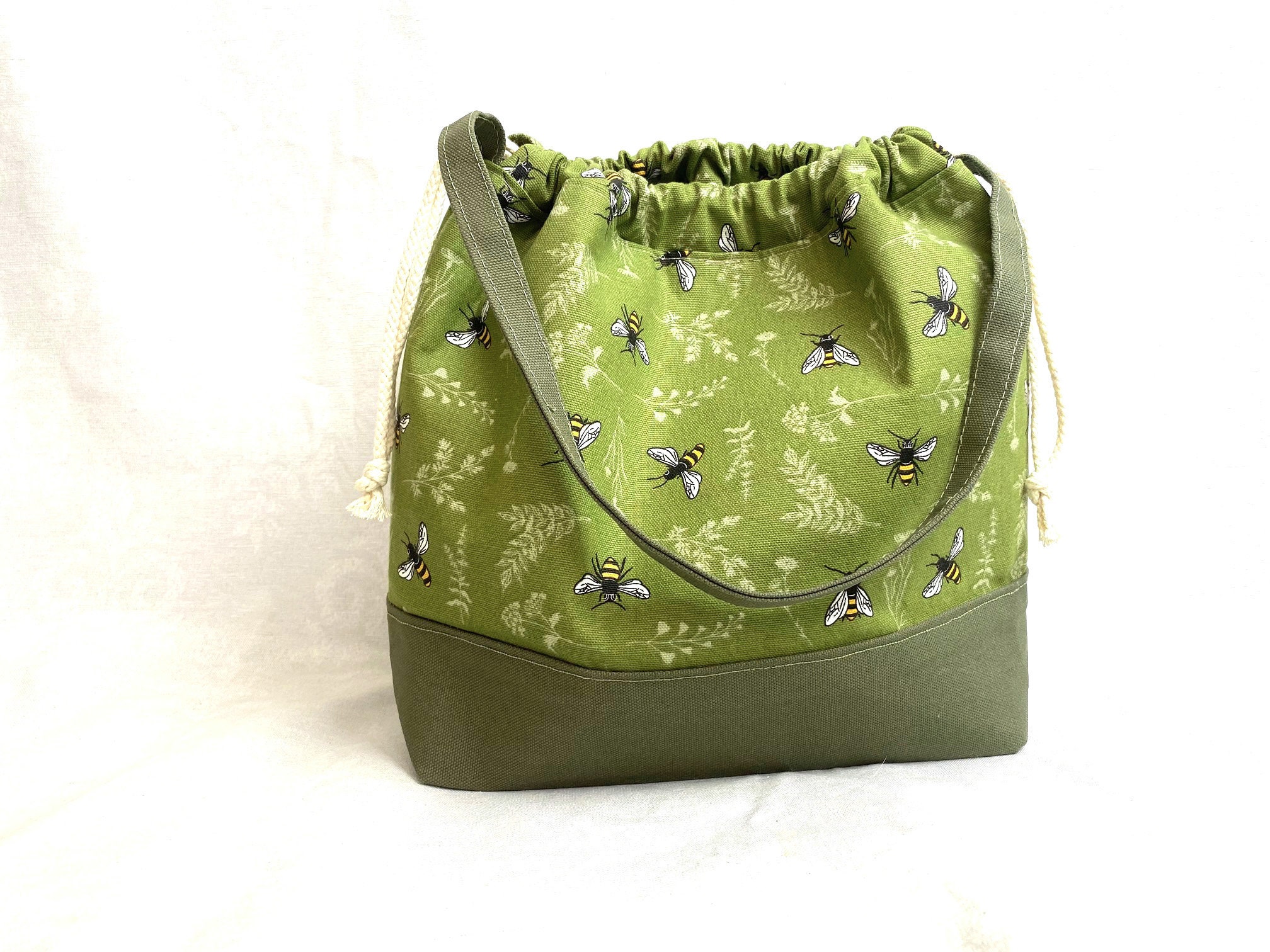 Large Knitting bag, sock project bags, drawstring bag, travel knitting bag