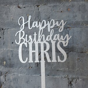 Happy Birthday Metallic Cake Topper - Silver and Gold Topper