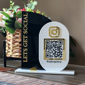 Acrylic QR Social Media Sign - QR Sign for Business