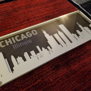 Chicago City Skyline geschichtetes Wanddekor mit Acrylplatte