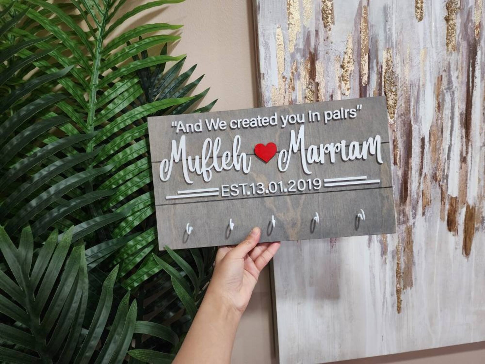 Personalized Family Name Key Holder Weathered Grey Backing Etsy