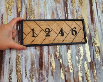 Wooden address sign-rectangle engraved pattern address sign-realtor gift idea