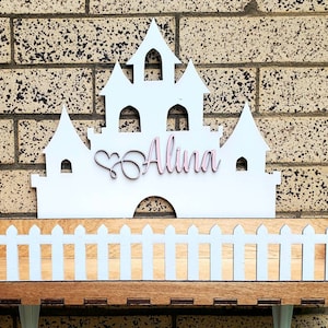 Personalized Wooden Castle With Fence Shelf