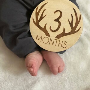 Beautiful Wooden Engraved Milstone Card-Milestone Baby Round