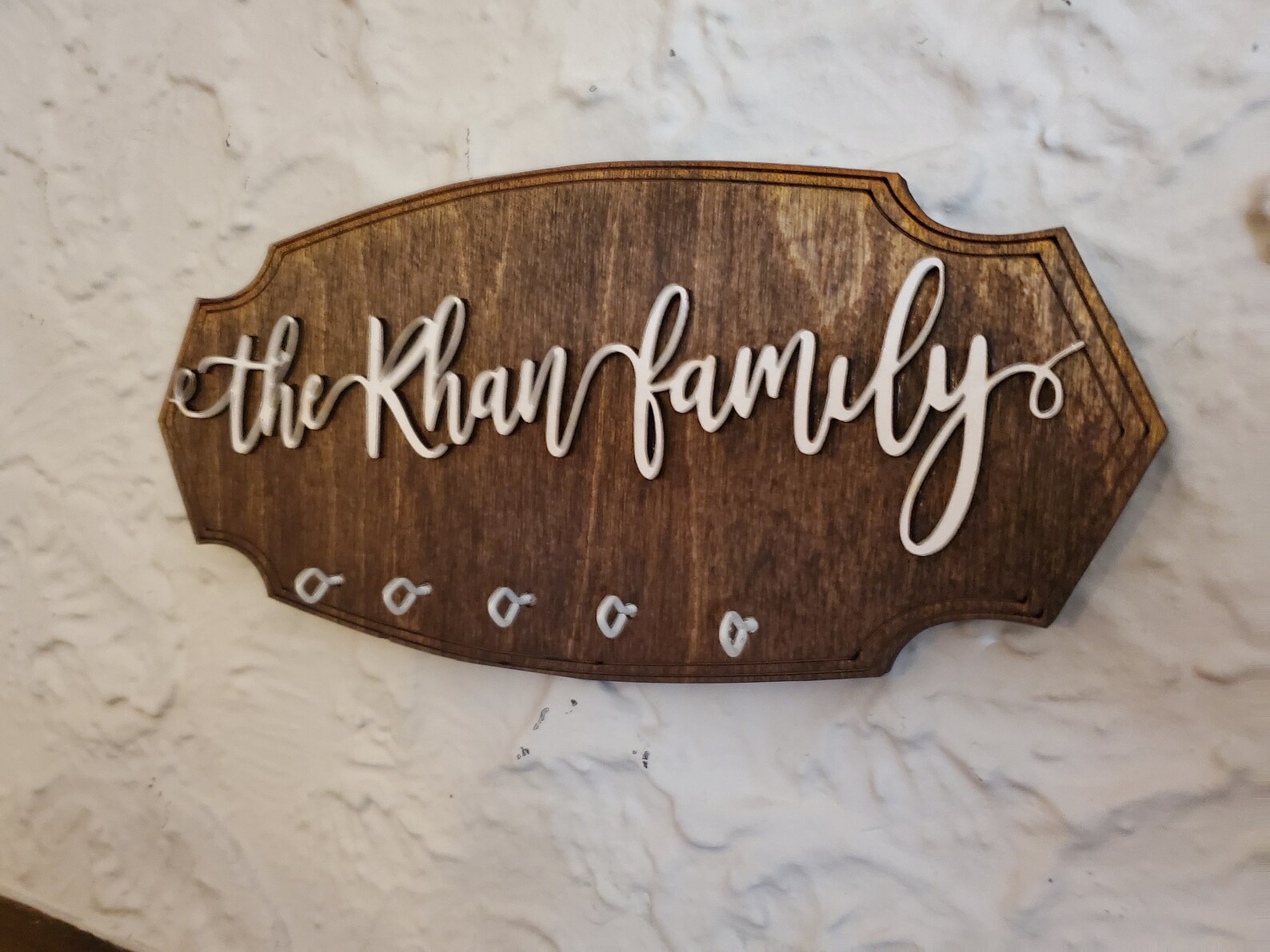 Personalized Family Name Key Holder Dark Walnut Backing Etsy