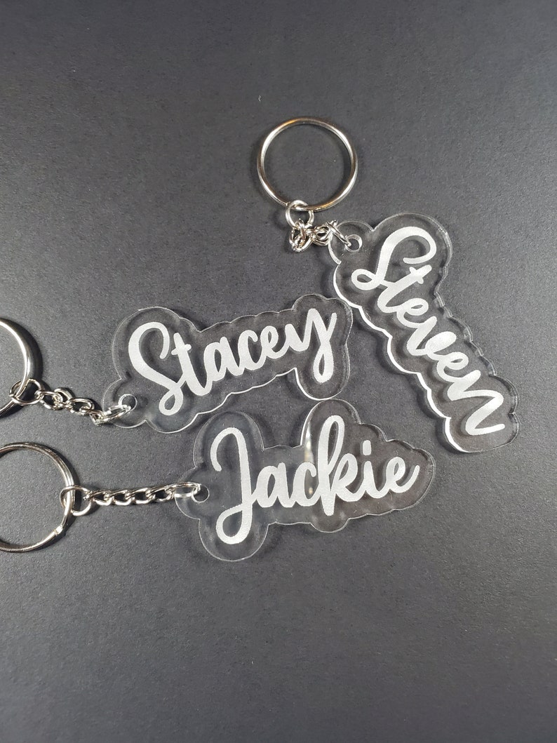 Personalized Acrylic Name Key Chain Name Keyrings Etsy