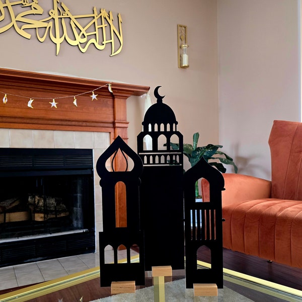 3PC Masjid/Masjid Tower Set-Acrylic Islamic Table Decor-Eid/Ramadan Decor