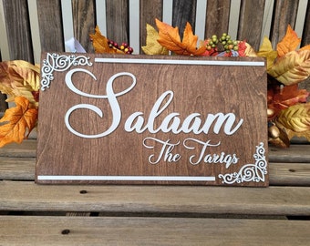 Salaam- Salaam Welcome Sign-Salaam Door Sign-Islamic Wreath Rectangle Style