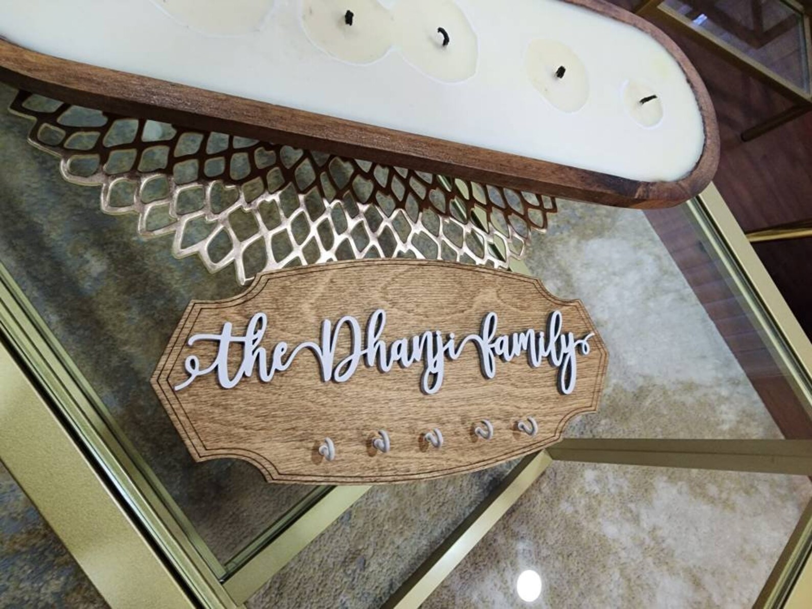 Personalized Family Name Key Holder Dark Walnut Backing Etsy