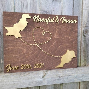 Personalized wooden Wedding Guest Book-Map Guest Book-Nikkah Sign