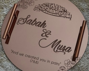 Beautiful laser engraved acrylic ring tray-Decorative Tray for couple