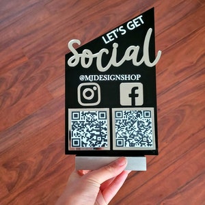 Acrílico Social Sign-2 Códigos QR Nombre comercial- Vamos a obtener un letrero social