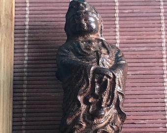 Lime Wood Special Lucky Maitreya Kwan Yin Hand-carved Buddha Statue