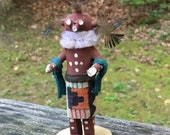 Story Teller Old Cotton Small Wood Mud head Kachina Doll Hopi Signed R. Gren Route 66