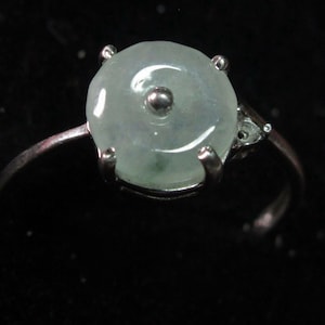Anillo de jadeíta helada: plata de ley, talla 7, gema certificada