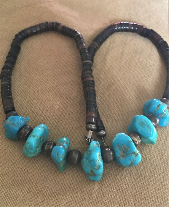 Vintage Sterling Silver Bench Beads and Turquoise… - image 3