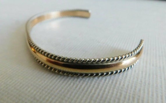 Cuff 12K Gold F. Signed Authentic Sterling Silver… - image 3
