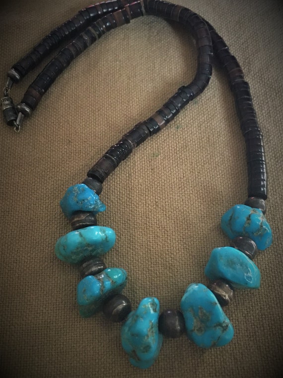 Vintage Sterling Silver Bench Beads and Turquoise… - image 6