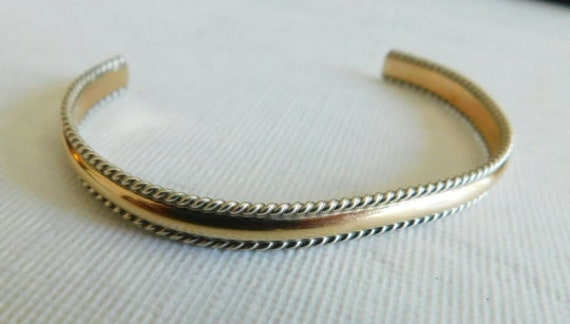 Cuff 12K Gold F. Signed Authentic Sterling Silver… - image 5