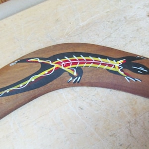 Boomerang Australian Hand Painted RAISED DOT Lizard Aboriginal Ethnic 18"