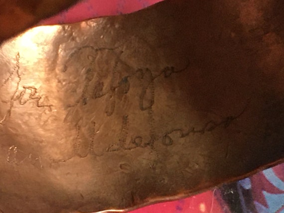 Vintage Hammered Copper Cuff Bracelet: Sterling S… - image 7