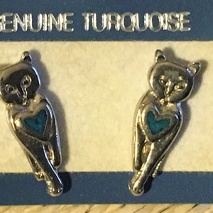 Kitty Cat Silver Heartline Earrings New Old Stock Stud Back Hallmark 1992! New, never worn