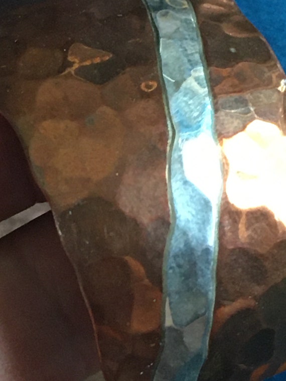 Vintage Hammered Copper Cuff Bracelet: Sterling S… - image 9