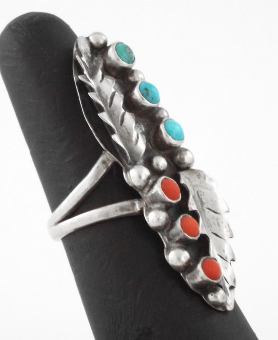Size 7 Traditional Sterling Silver Turquoise + Co… - image 5