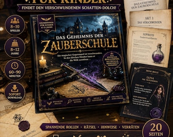 Cena con delitto a tema scuola di magia per bambini | Gioco di ruolo magico per compleanni | Gioco investigativo in PDF