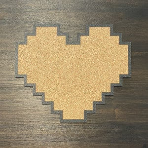 Large Pixel Heart Shaped Pin Board | Cork Board (17.5&quot; x 14.875&quot;)