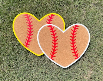 Heart Baseball / Softball Pinboard | Corkboard | (Multiple Sizes)