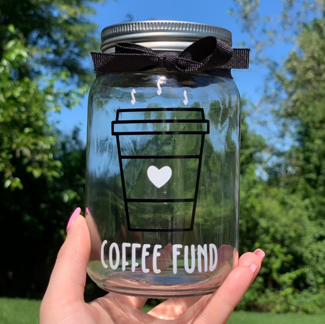 Coffee Fund Mason Jar Bank pint Size Etsy