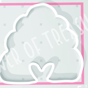 May include: White plastic cookie cutter shaped like a cloud with a heart at the bottom.