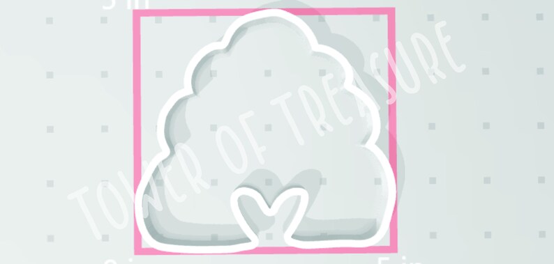 May include: White plastic cookie cutter shaped like a cloud with a heart at the bottom.