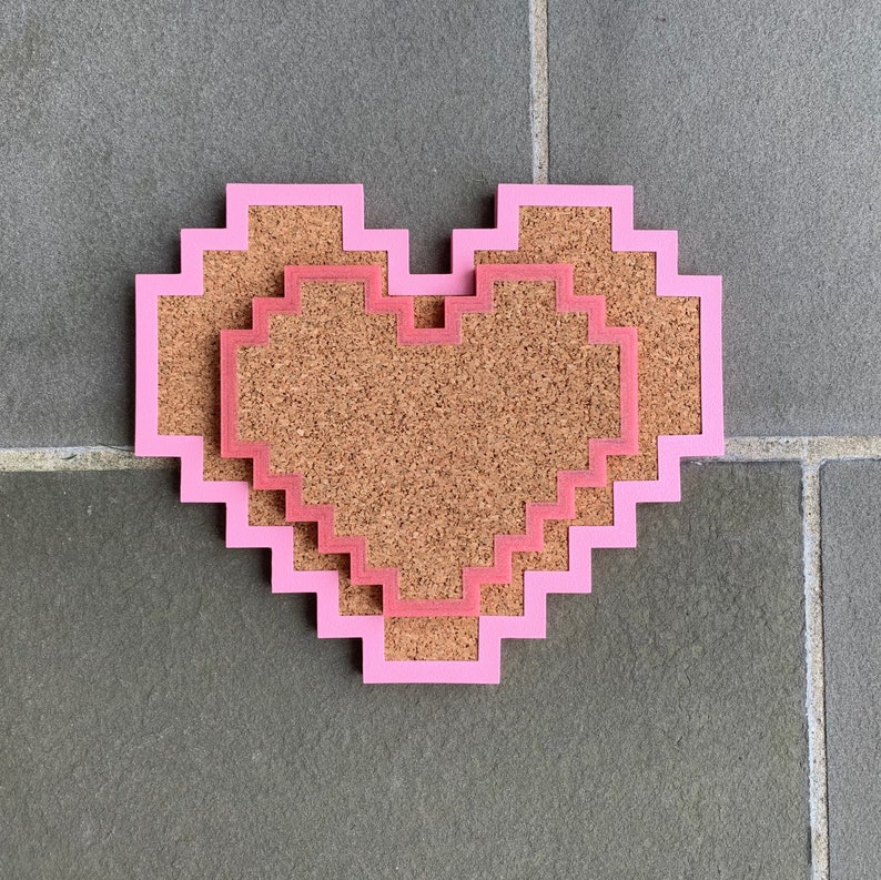 Pixel Heart Shaped Pin Board Pixel Heart Shaped Cork Board Etsy