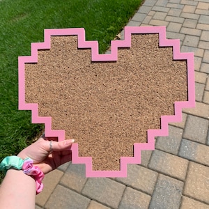 Pixel Heart Shaped Pin Board | Cork Board (Multiple Sizes)