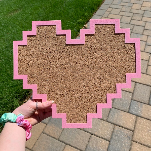 Pixel Heart Shaped Pin Board | Cork Board (Multiple Sizes)