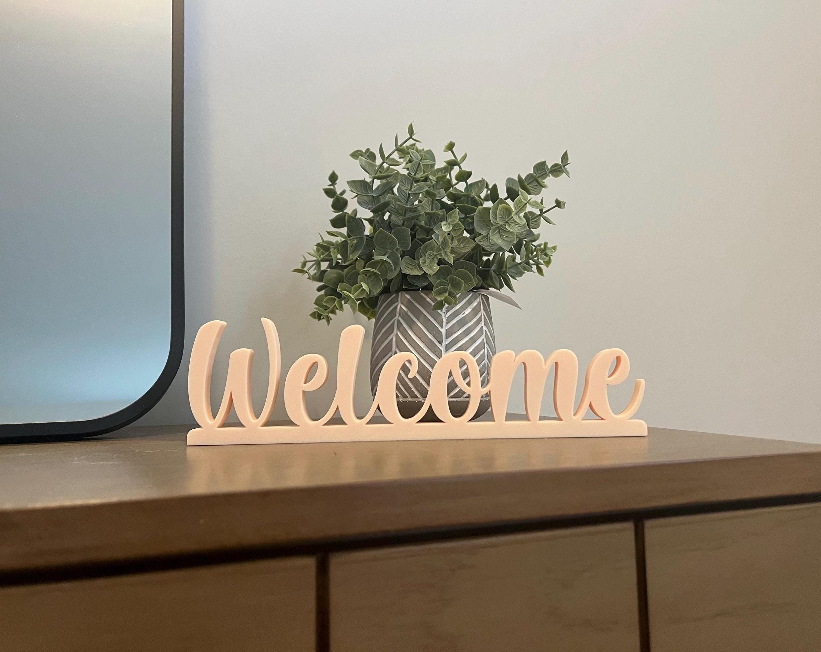 3D Printed Welcome Sign: Textured Tabletop Decor - Etsy