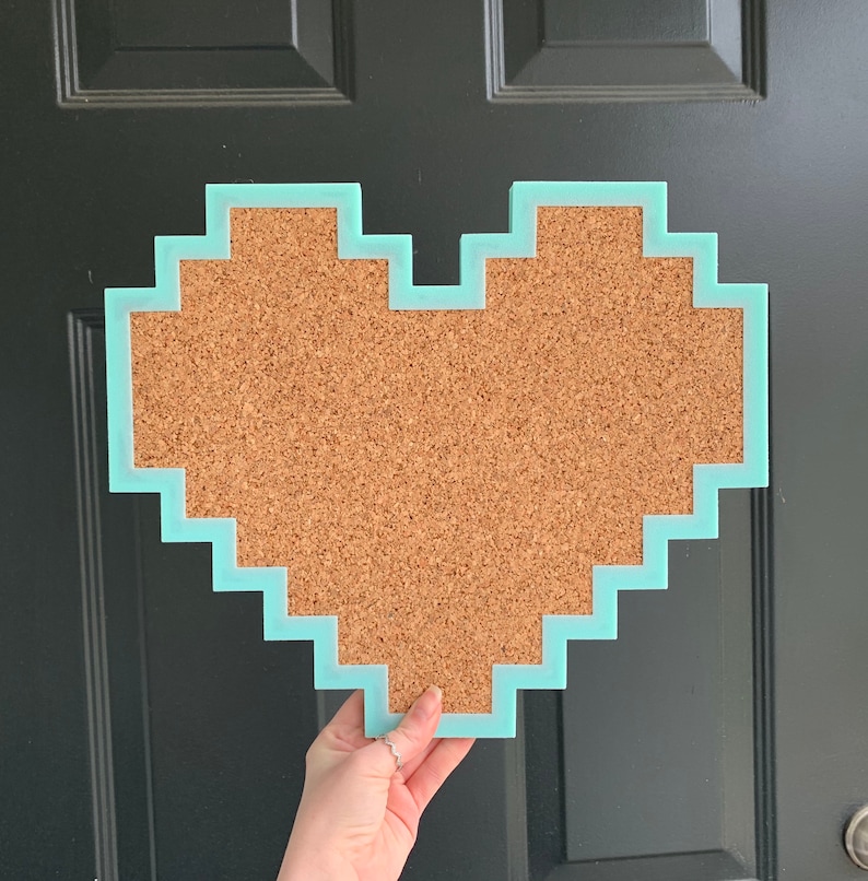 Pixel Heart Shaped Pin Board Pixel Heart Shaped Cork Board Etsy