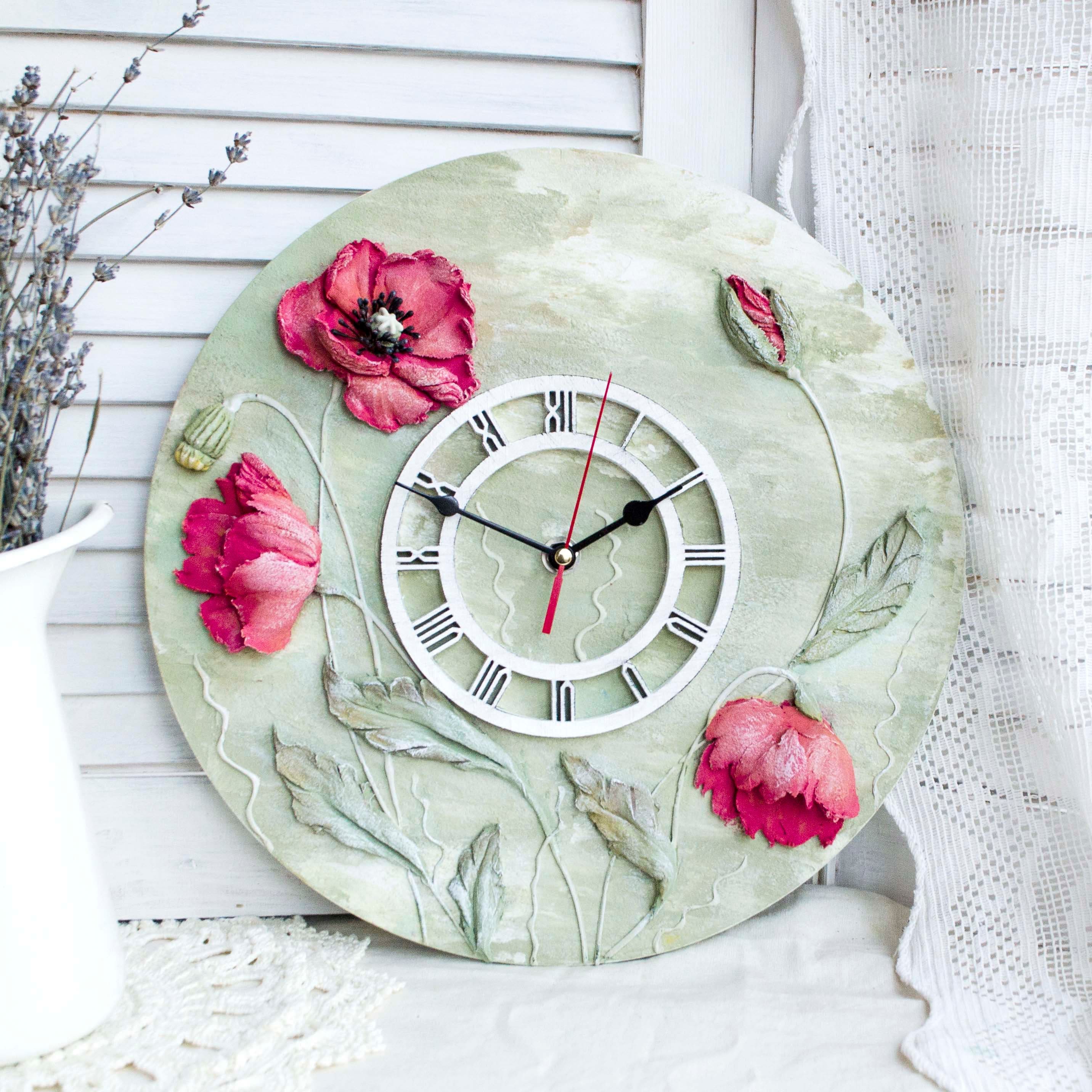 Flower / Flower Wall Clock / Wall Clock / Clock/ Poppies | Etsy