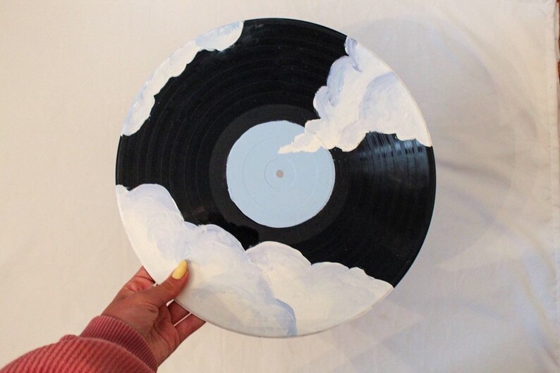 Painted Vinyl Record Clouds Etsy