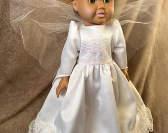 Handmade Original Design Angel Dress with Net Wings and Halo for 18inch Doll